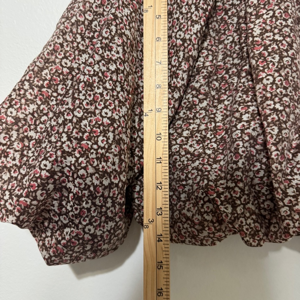 Abercrombie & Fitch Floral Puff Sleeve Blouse Size XS Brown - Picture 7 of 7